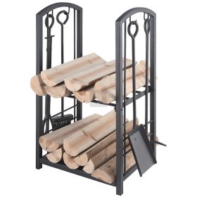 Fatároló, nyitott, 4 részes kandallótisztító szettel