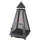 Tűzrakó kosár, lámpa, fekete piramis alakú