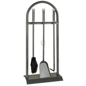 Kandallótisztító készlet, íves, antracit, krómkupakos nyéllel, 3 részes