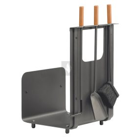 Fatároló és kandallótisztító, nyitott, antracit, 3 részes