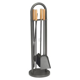 Kandallótisztító készlet, kör talpas, íves, antracit, 4 részes