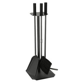 Kandallótisztító készlet, antracit tartóval, és fekete nyéllel, 3 részes