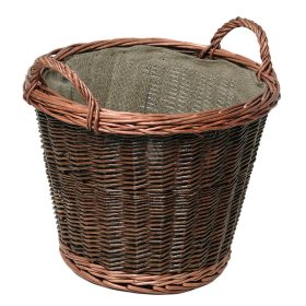 Fonott kosár, mély, barna, juta béléssel
