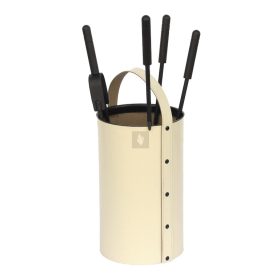 Kandallótisztító készlet, kerek,  bőr, bézs, 4 részes