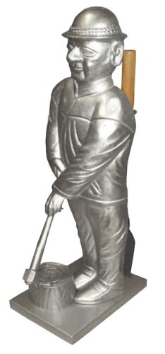 Kandallótisztító szett, öntöttvas, favágó, ezüst