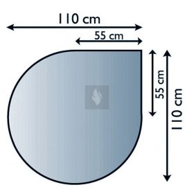Kandalló alátét üveglap 110x110 cm csepp alakú 8mm
