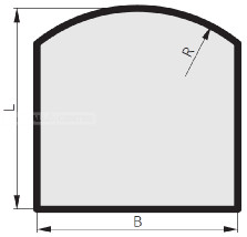 Kandalló alátét üveglap négyszög alakú, íves - dekor