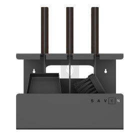   SAVEN Set 1 B – 3 részes acél kandallótisztító készlet sötét fa fogantyúval
