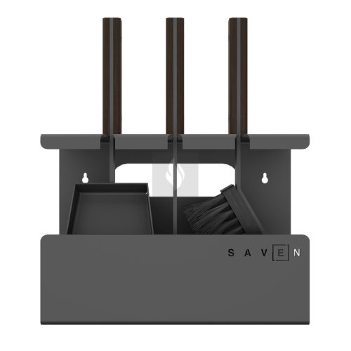 SAVEN Set 1 B – 3 részes acél kandallótisztító készlet sötét fa fogantyúval
