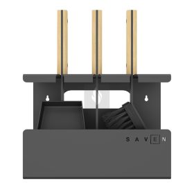   SAVEN Set 1 W – 3 részes acél kandallótisztító készlet világos fa fogantyúval