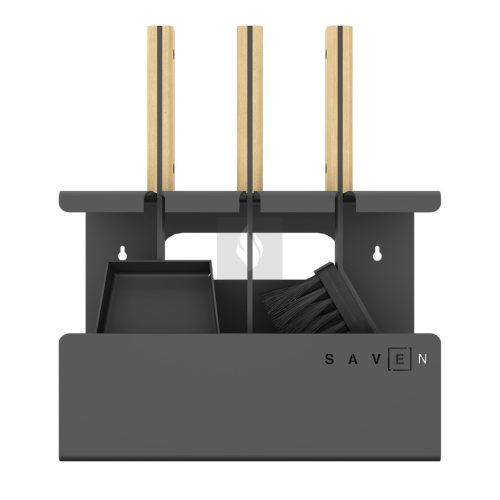 SAVEN Set 1 W – 3 részes acél kandallótisztító készlet világos fa fogantyúval