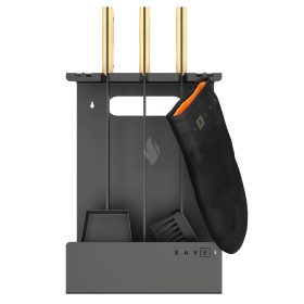   SAVEN Set 3 W – Magas acél kandallótisztító készlet világos fa fogantyúval
