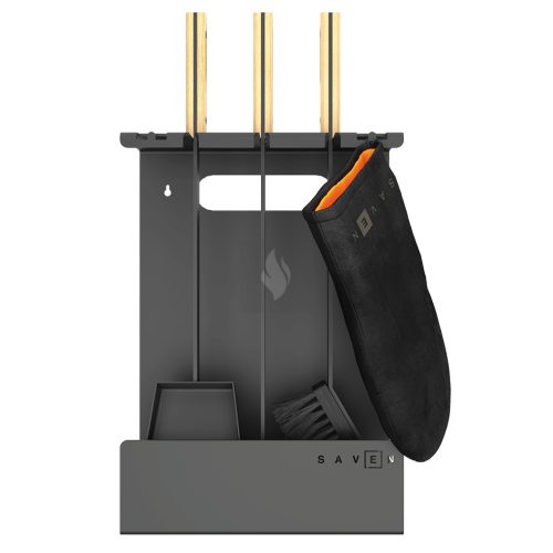 SAVEN Set 3 W – Magas acél kandallótisztító készlet világos fa fogantyúval
