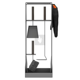   SAVEN Set 5 B – Extra magas acél kandallótisztító készlet sötét fa fogantyúval
