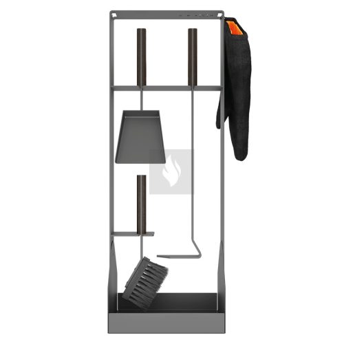 SAVEN Set 5 B – Extra magas acél kandallótisztító készlet sötét fa fogantyúval
