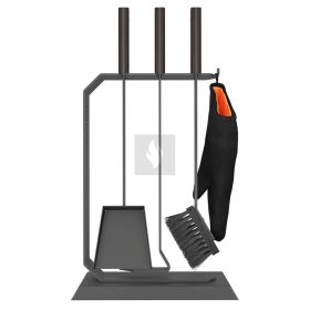   SAVEN Set 6 B – Kompakt, magas acél kandallótisztító készlet sötét fa fogantyúval
